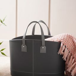 Pure Home and Living Grey Faux Leather Magazine Basket-28