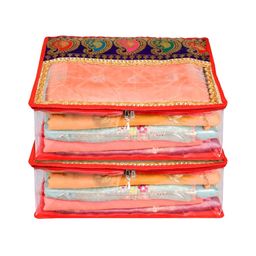 Kuber Industries Red Set of 2 Reusable Drawer Organiser Organisers-54