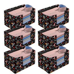 Kuber Industries 6-Pcs Black & White Mickey Mouse Printed Foldable Shirt Stacker With Handle-image-34