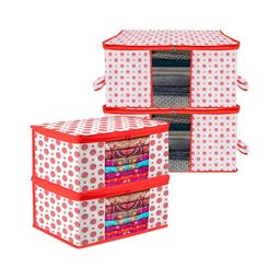 Kuber Industries Red & White 4 Pieces Reusable Multi-Utility Organisers-38
