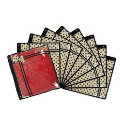 Kuber Industries Cream-Colored & Black 9 Pcs Foldable & Portable Saree Cover-49