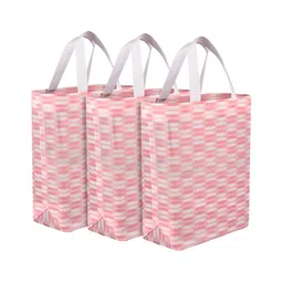 Kuber Industries Pink & White 3 Pieces Reusable Handbag Organiser Organisers-12