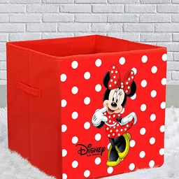 Kuber Industries Red & White 2 Pcs Minnie Printed Foldable Storage Boxes-23
