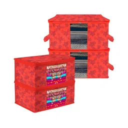 Kuber Industries Red 4 Pieces Reusable Sweater Bag Organisers-22
