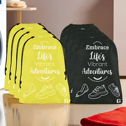 Kuber Industries Black & Yellow 6 Pieces Printed Shoes Organiser-36