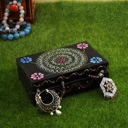Aura Black & Pink Self Design Marble Jewellery Mini Storage Box Organiser-image-13