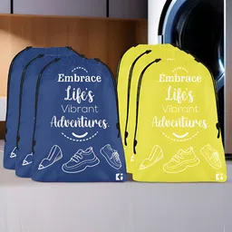 Kuber Industries Yellow & Navy Blue 6 Pieces Printed Multi-Utility Organisers-16