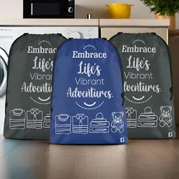 Kuber Industries Grey & Navy Blue 3 Pieces Printed Multi-Utility Organisers-16