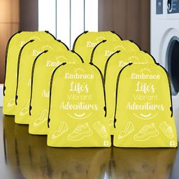 Kuber Industries Yellow & White 8 Pieces Printed Multi-Utility Organisers-53