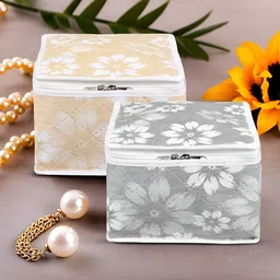 Kuber Industries Grey & White 2 Pieces Printed Makeup Organisers-55