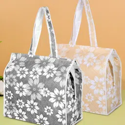 Kuber Industries Yellow & Grey 2 Pieces Printed Regular Handbag Organisers-16
