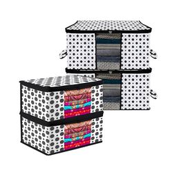 Kuber Industries Black & White 4 Pieces Reusable Sweater Bag Organisers-4