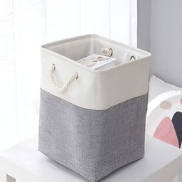 Kuber Industries White & Grey Coloured Blocked Water Resistant Foldable Storage Basket-28