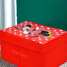 Kuber Industries Red 2-Pcs Minnie Printed Foldable Storage Box With Lid-36