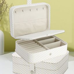 atorakushon White & Golden Printed Reusable Square Jewellery Organisers Box-42