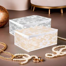 Kuber Industries Grey & White 2 Pieces Printed Jewellery Organisers-13