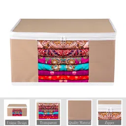 Kuber Industries Brown & White 9 Pieces Saree Cover Organisers-3