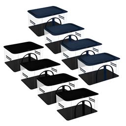 Kuber Industries Navy Blue 8 Pieces Regular Shoes Organiser-46