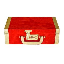 Kuber Industries Gold-Toned & Maroon Self Design 2 Removable Rod Wooden Bangle Box With Mirror & Number Lock-14