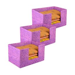 Kuber Industries Purple 3 Pieces Printed Multi-Utility Organisers-56