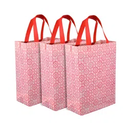Kuber Industries Pink & White 3 Pieces Reusable Handbag Organisers-55
