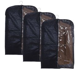 Kuber Industries Black & Transparent 3Pcs Embossed Design Foldable Coat Covers-image-87