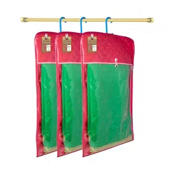 atorakushon Set of 3 Pink Reusable hanging Clothes Storage Bags Wardrobe Organisers-6