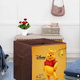 Kuber Industries Yellow & Brown Pooh Printed Foldable Storage Boxes-26