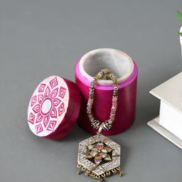Aura Pink Self Design Regular Jewellery Organiser-23