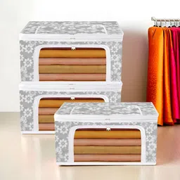 Kuber Industries Grey & White 3 Pieces Printed Drawer Organisers-9