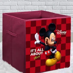 Kuber Industries 2-Pcs Maroon & Red Mickey Printed Foldable Storage Box-30