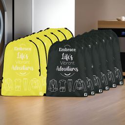 Kuber Industries Black & Yellow 12 Pieces Printed Multi-Utility Organisers-43