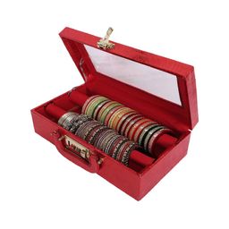 Kuber Industries Red Self-Designed Wooden Vanity Box & Number Lock System With Handle Jewellery Organiser-2