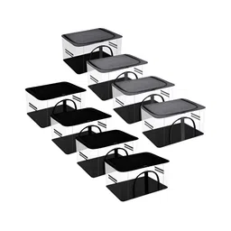 Kuber Industries Grey & Transparent 8 Pieces Regular Storage Bag Organiser-5