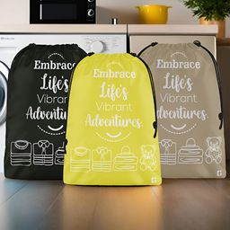 Kuber Industries Yellow and Black 3 Pieces Regular Travel Clothing Organisers-76