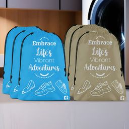 Kuber Industries Brown & Sky Blue  6 Pcs Printed Shoe Organizers-31