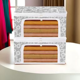 Kuber Industries Grey & White 2 Pieces Printed Drawer Organisers-1
