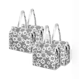 Kuber Industries Grey 4 Pieces Printed Fabric Multi-Utility Organisers-19