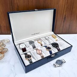 La Trove Blue MDF 10 Slot Watch Organisers-16