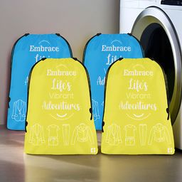 Kuber Industries Blue and Yellow 4 Pieces Regular Travel Laundry Clothing Organisers-47
