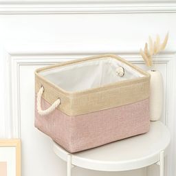 Kuber Industries Pink & Beige 3 Pieces Waterproof Stackable Foldable Storage Organisers-55