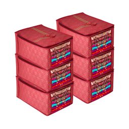 Kuber Industries Maroon 6 Pieces Regular Saree Organisers-18