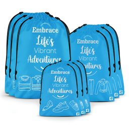 Kuber Industries Blue 9 Pieces Printed Fabric Multi-Utility Organisers-47