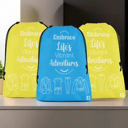 Kuber Industries Blue and Yellow 3 Pieces Regular Travel Laundry Clothing Organisers-52