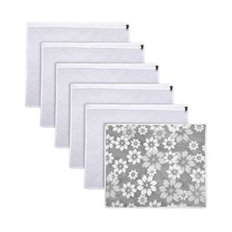 Kuber Industries Grey 6 Pieces Flower Quilted Saree with Top Visible Window Organisers-7