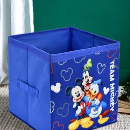 Kuber Industries Blue & Yellow 2-Pcs Mickey & Friend Printed Foldable Storage Boxes-41