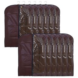 Kuber Industries Brown & Transparent 12Pcs Embossed Design Foldable Coat Covers-image-26