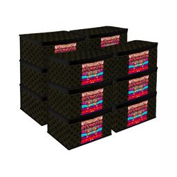 Kuber Industries Black 12 Pieces Printed Fabric Multi-Utility Organisers-41