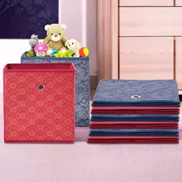 Kuber Industries Maroon & Navy Blue 8 Pieces Printed Foldable Multi-Utility Organisers-39