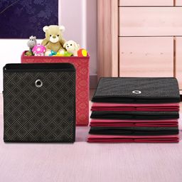 Kuber Industries Maroon & Black 8 Pieces Printed Foldable Multi-Utility Organisers-40